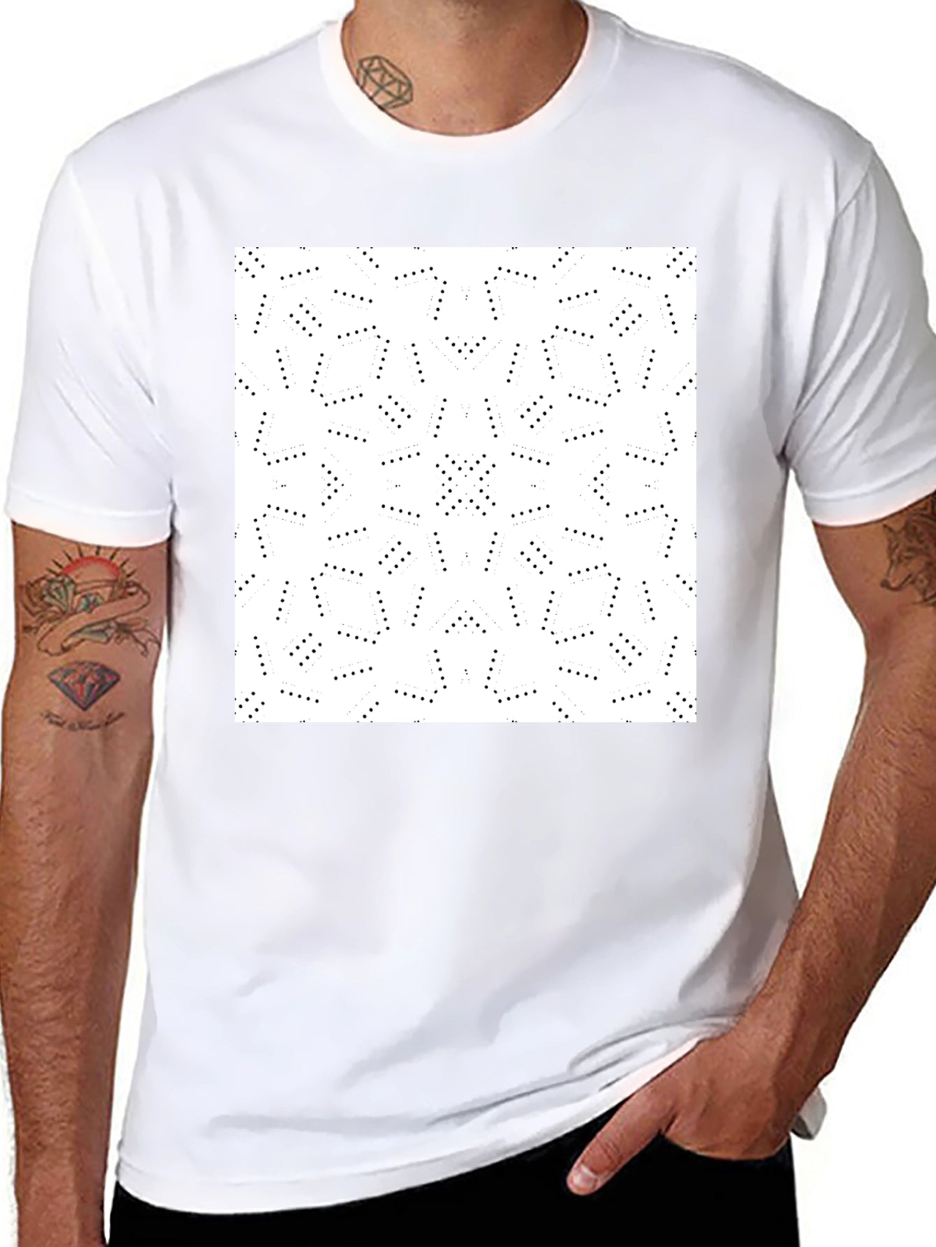 Modern Geometric Pattern Black T-Shirt