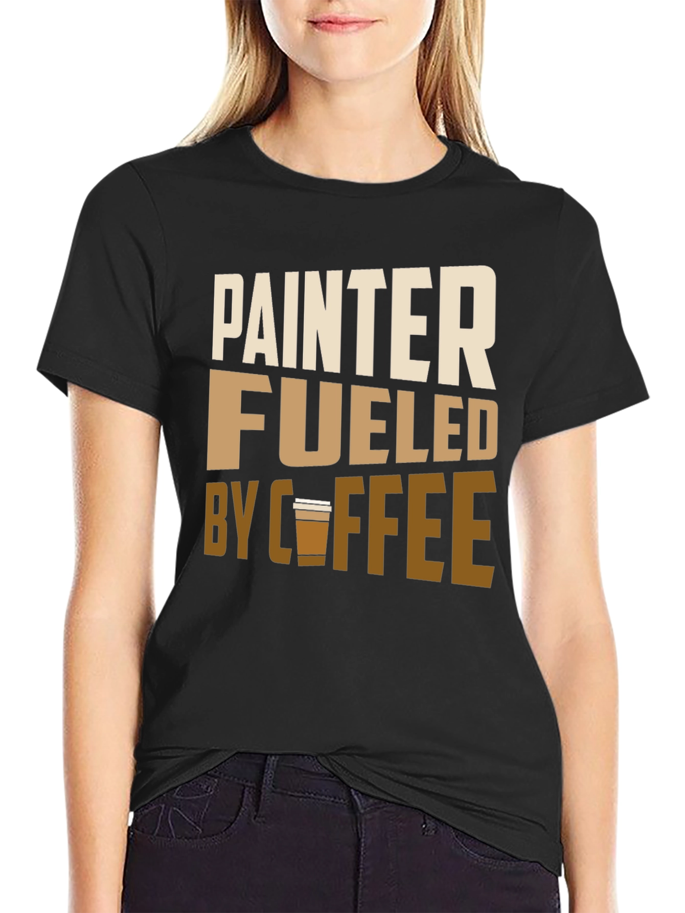 Painter Fueled by Coffee Black Graphic Tee