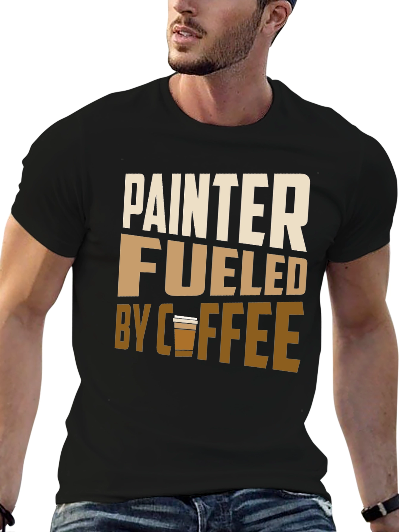 Painter Fueled by Coffee Black Graphic Tee