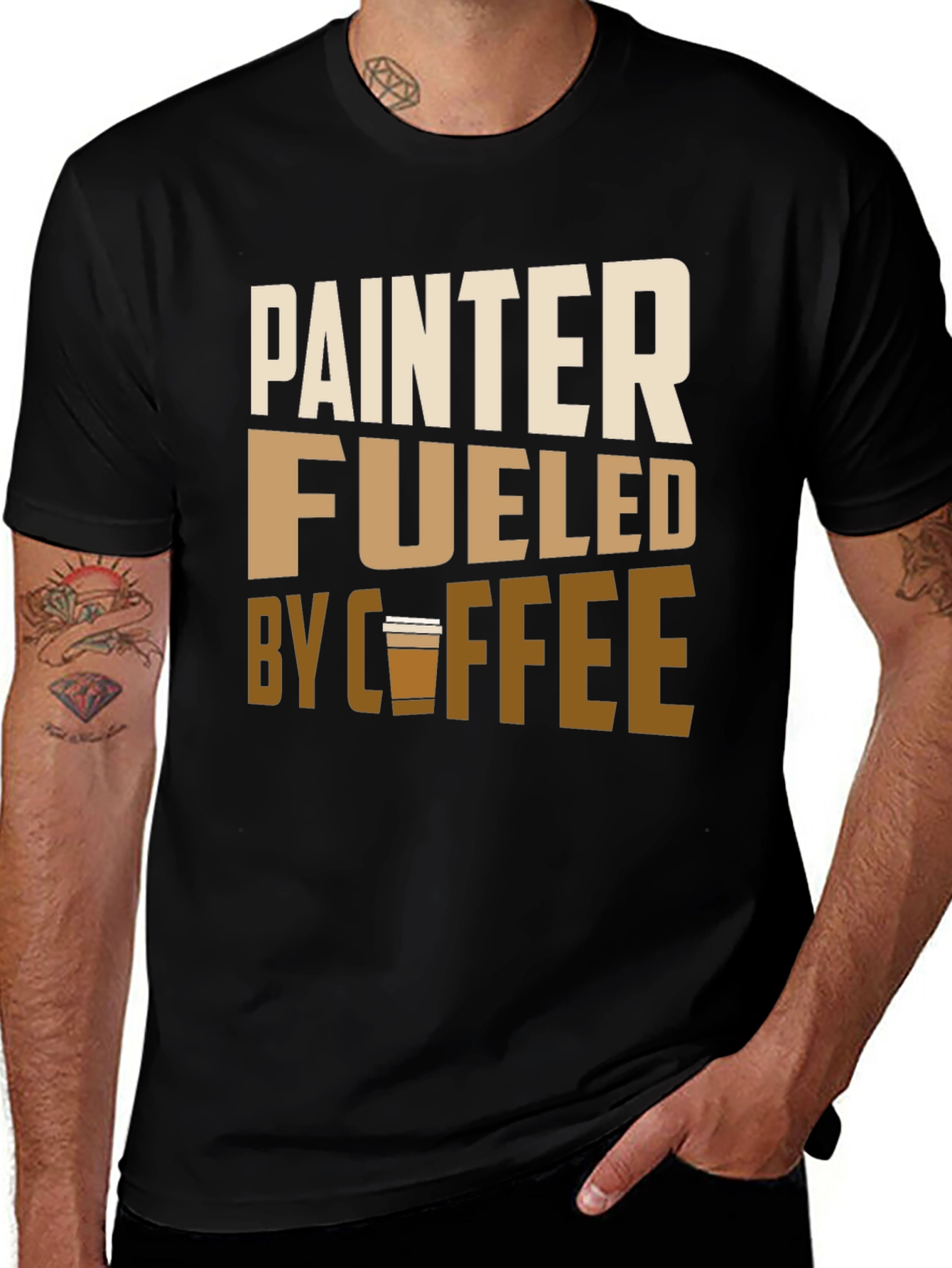 Painter Fueled by Coffee Black Graphic Tee