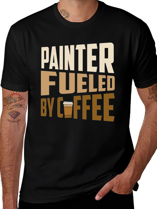 Painter Fueled by Coffee Black Graphic Tee