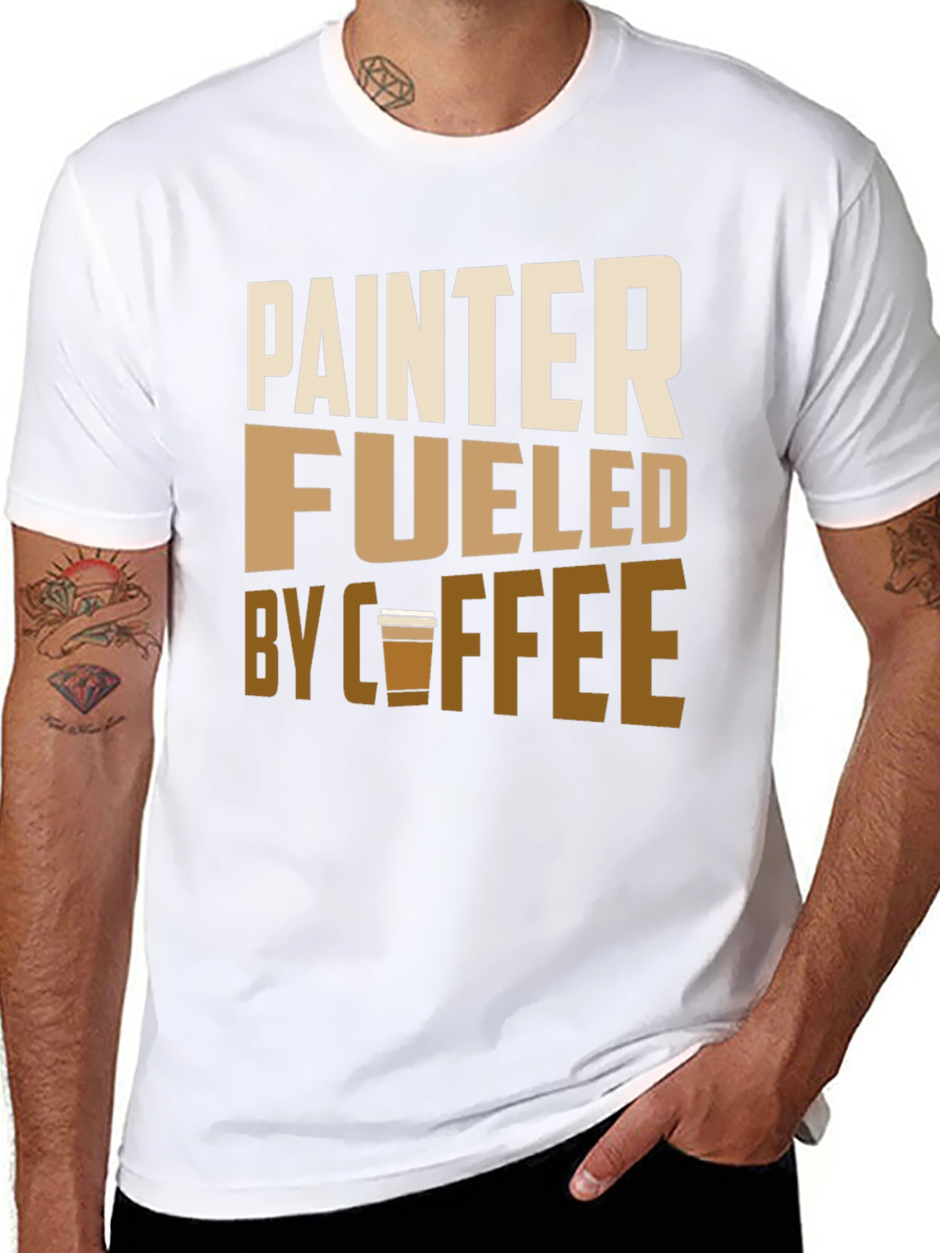 Painter Fueled by Coffee Black Graphic Tee