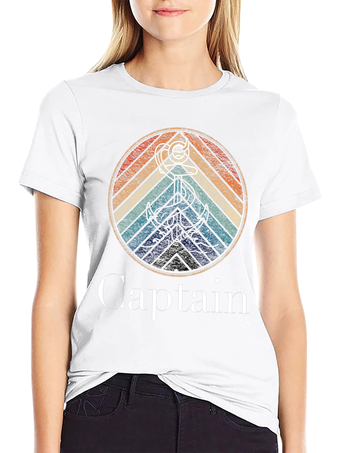 Captain Anchor Retro Graphic T-Shirt