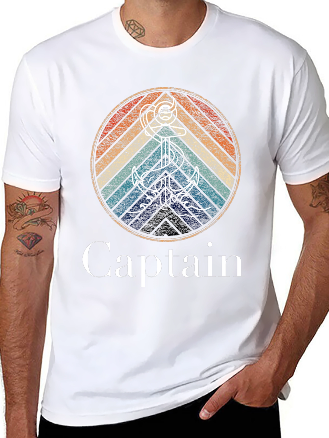 Captain Anchor Retro Graphic T-Shirt