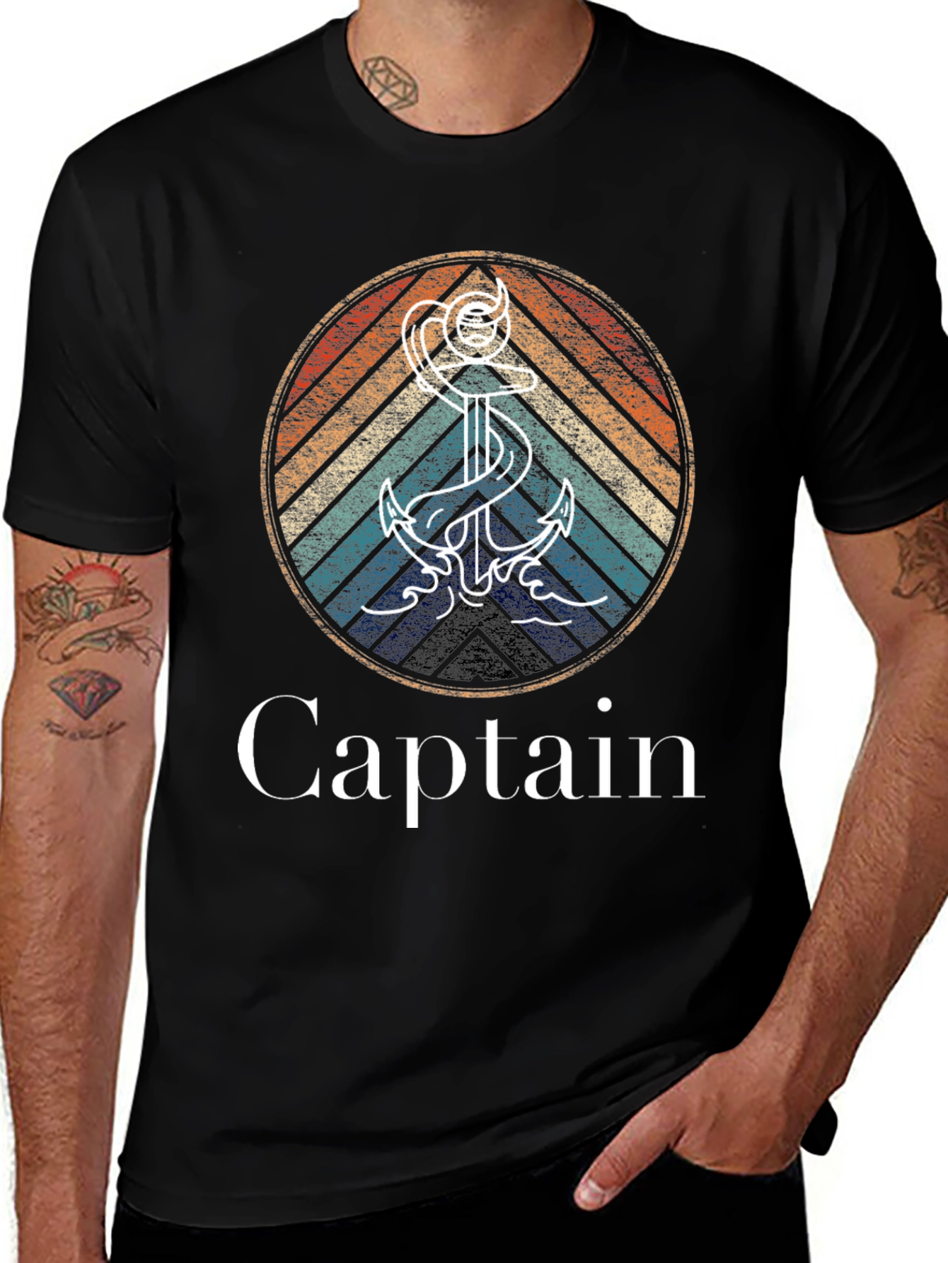 Captain Anchor Retro Graphic T-Shirt