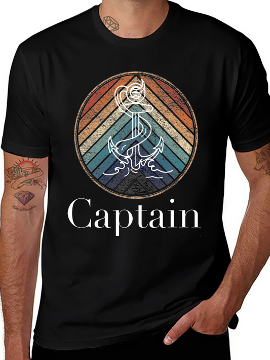 Captain Anchor Retro Graphic T-Shirt