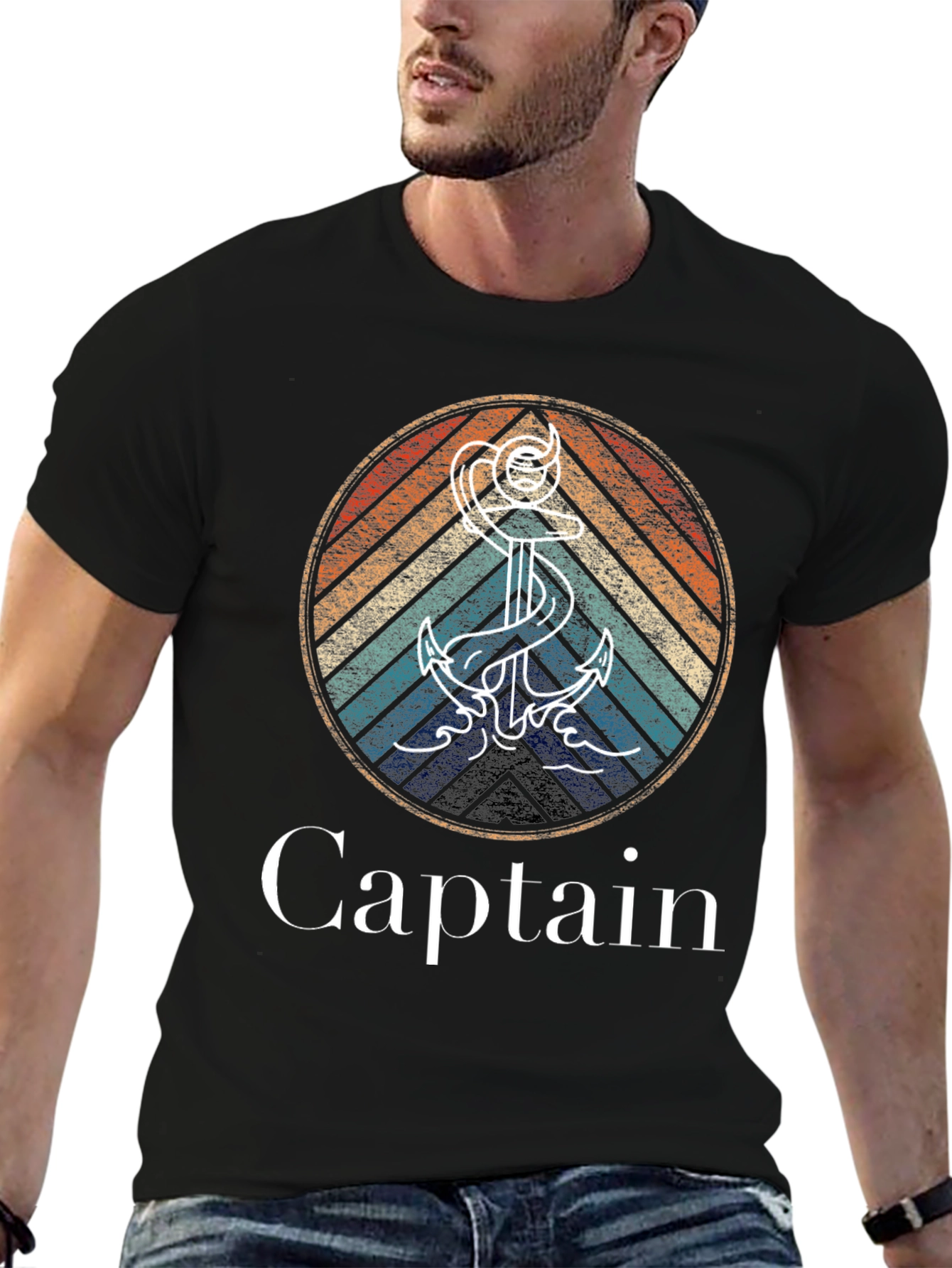 Captain Anchor Retro Graphic T-Shirt