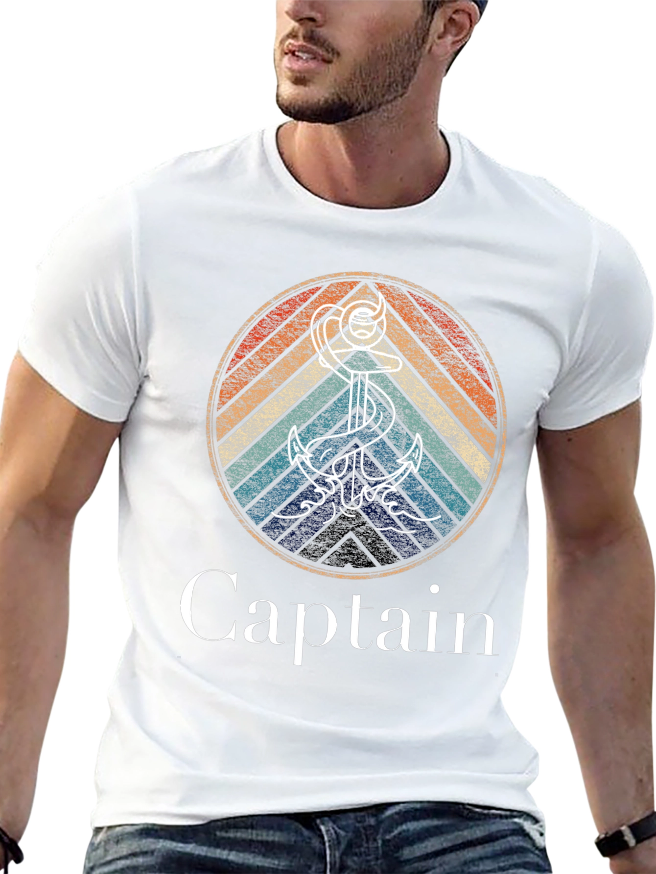 Captain Anchor Retro Graphic T-Shirt