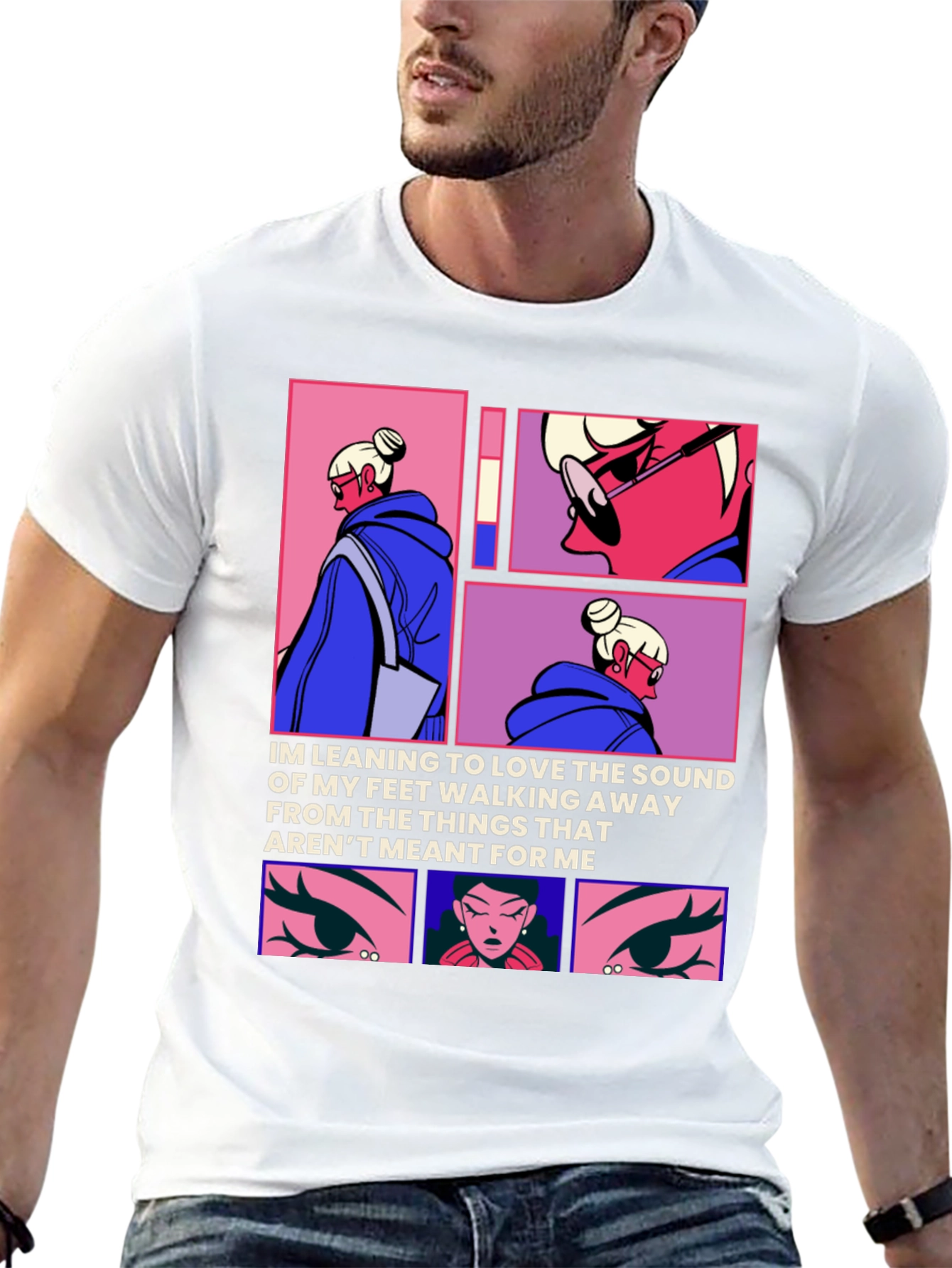 Trendy Anime Graphic Tee: Walking Away