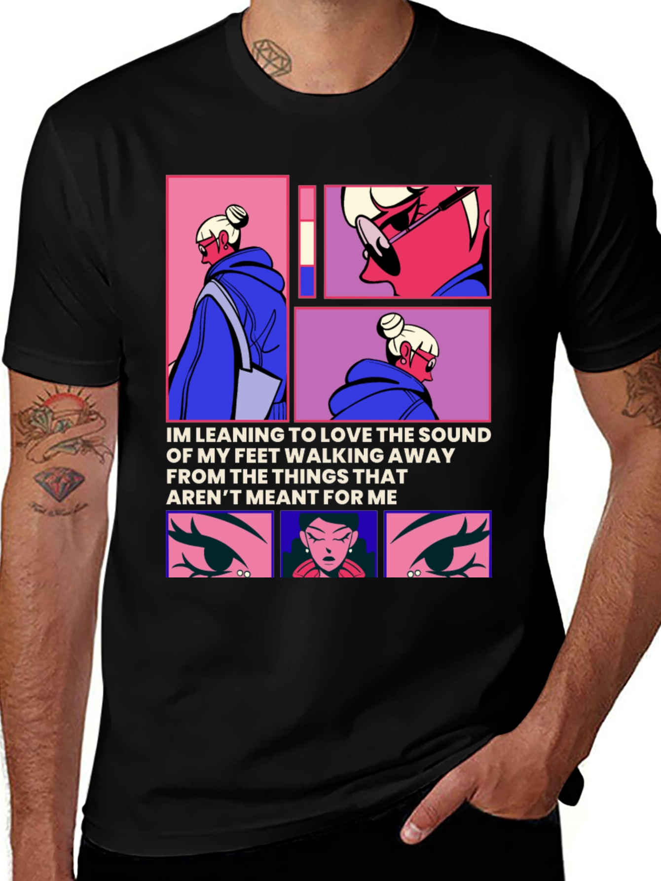 Trendy Anime Graphic Tee: Walking Away