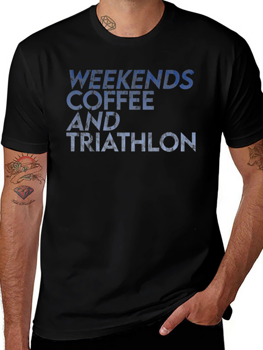 Weekends Coffee and Triathlon Graphic T-Shirt