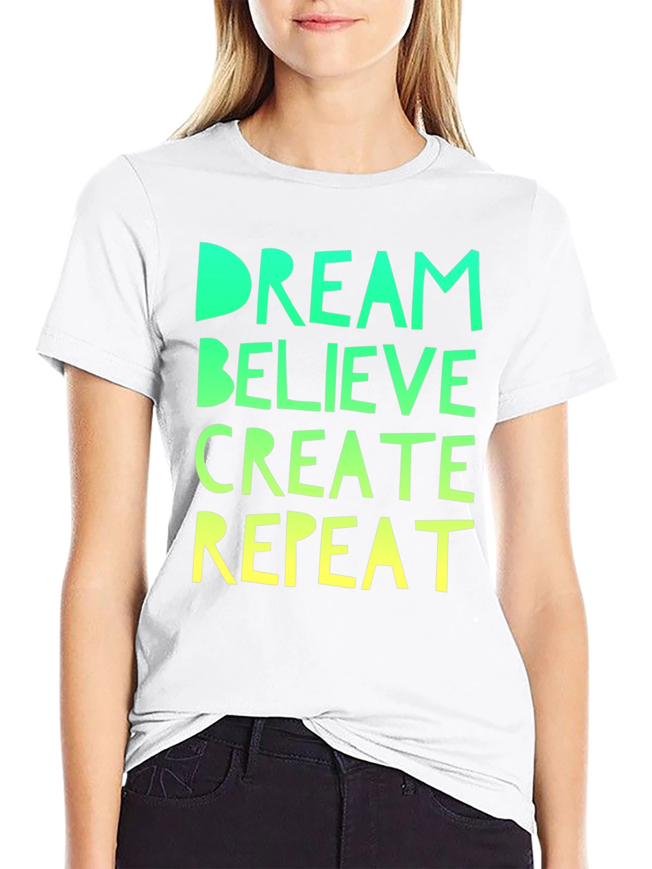 Dream Believe Create Repeat Black Tee