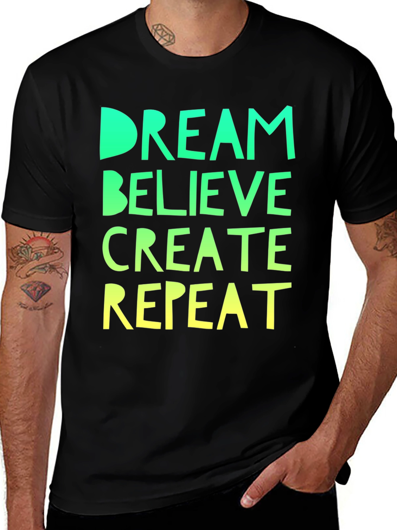 Dream Believe Create Repeat Black Tee