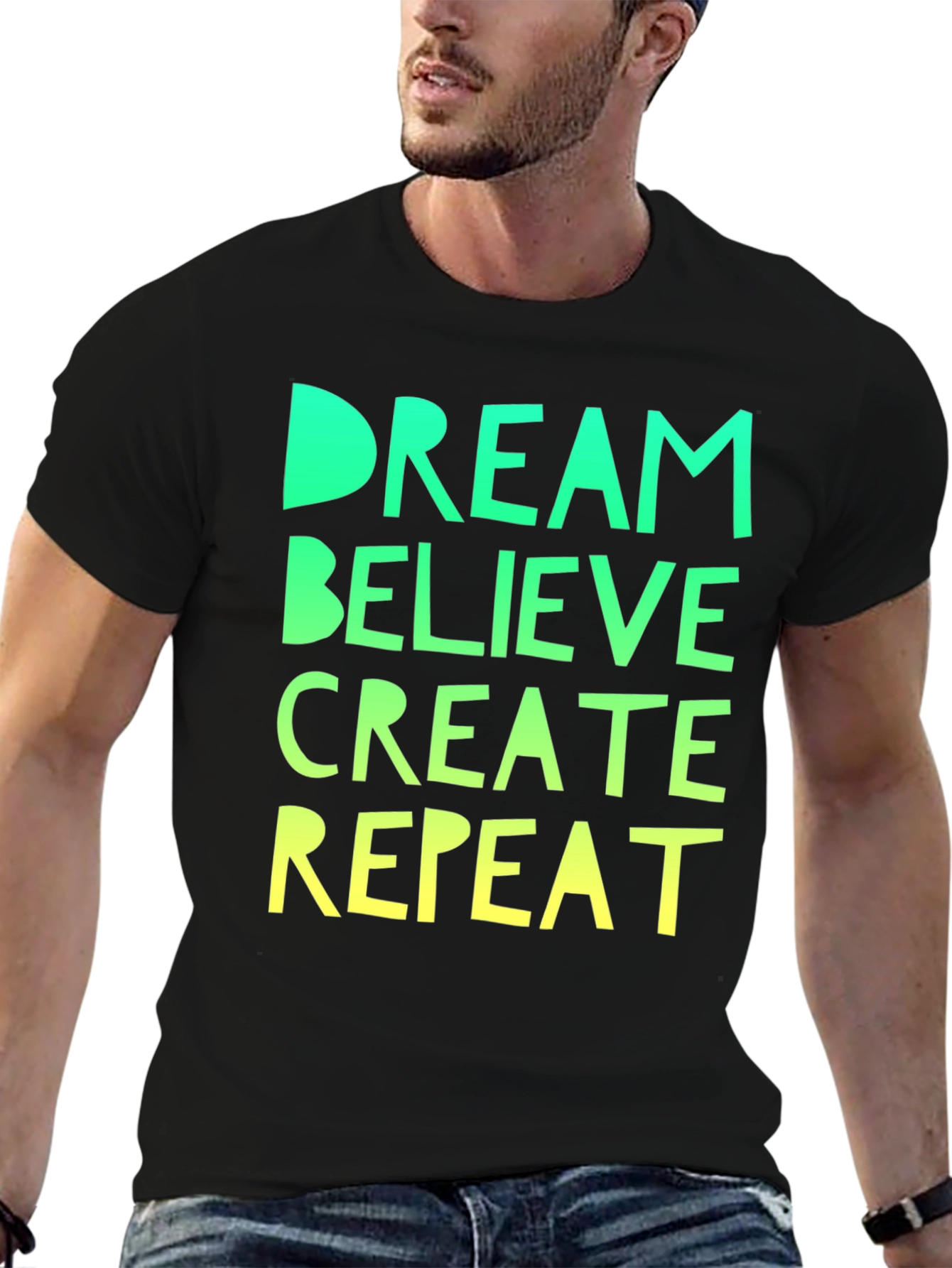 Dream Believe Create Repeat Black Tee