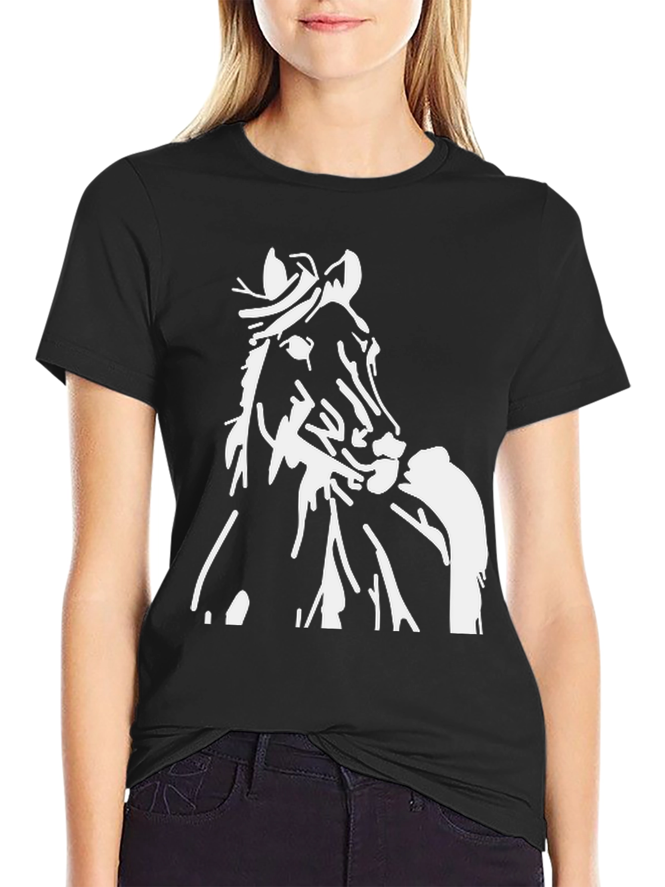 Horse Graphic Tee - Stylish Black Cotton T-Shirt