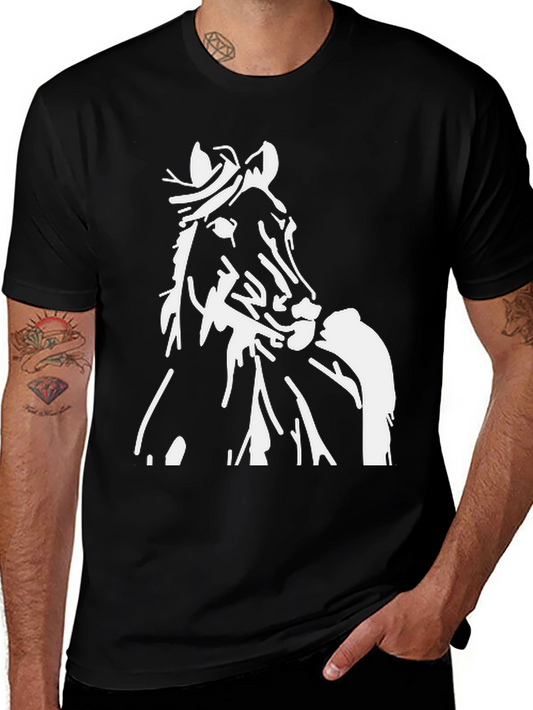 Horse Graphic Tee - Stylish Black Cotton T-Shirt