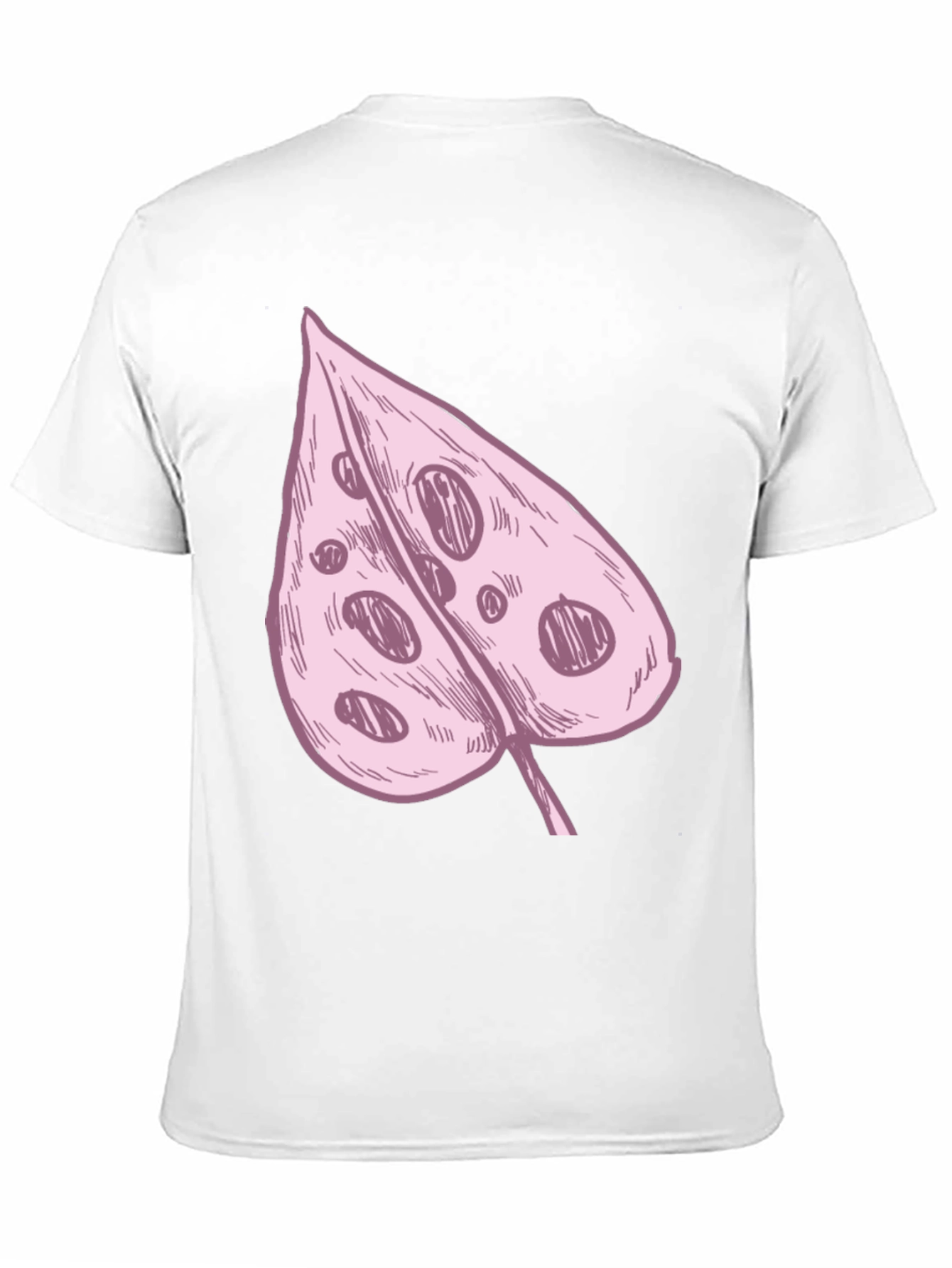 Pink Swiss Cheese Leaf Graphic Black Tee