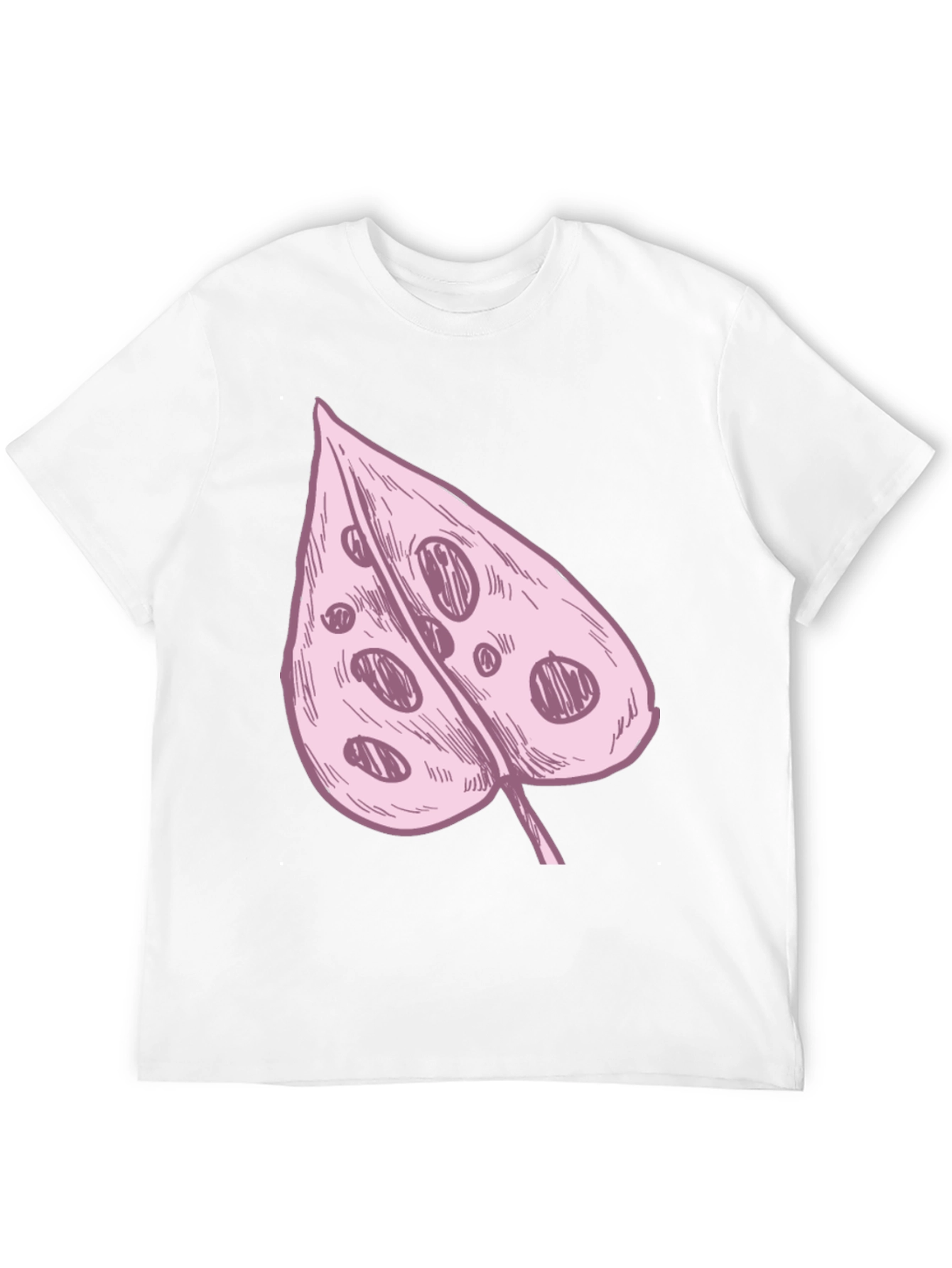 Pink Swiss Cheese Leaf Graphic Black Tee