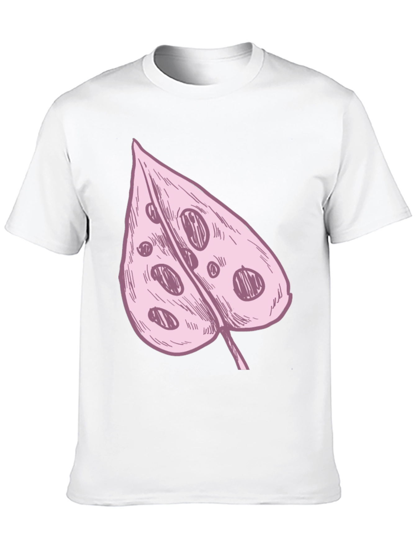 Pink Swiss Cheese Leaf Graphic Black Tee