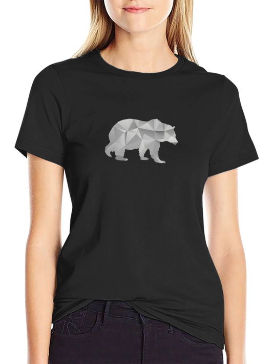 Geometric Bear Graphic Tee - Black Cotton T-Shirt