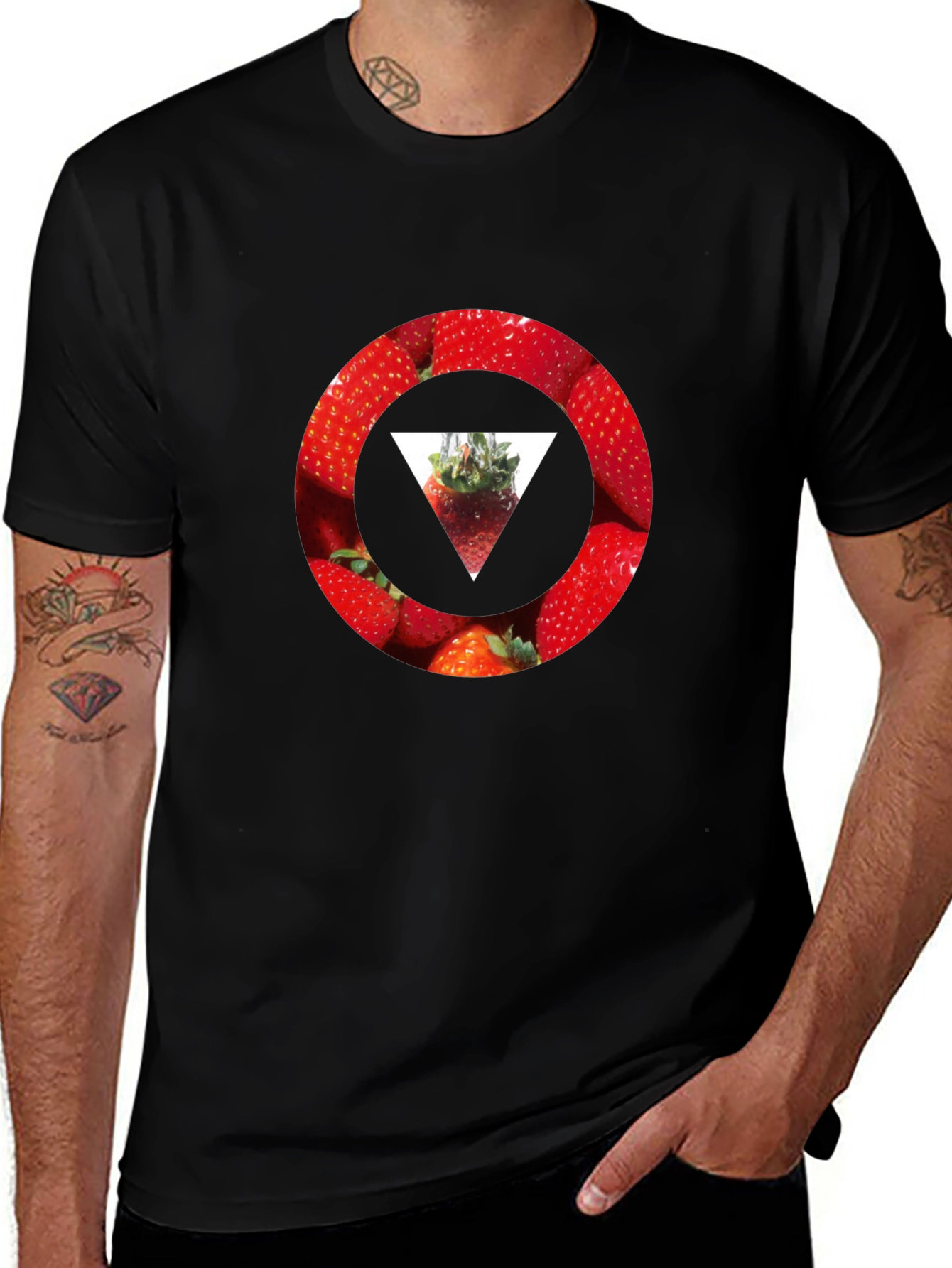 Strawberry Circle T-Shirt - Stylish Graphic Tee