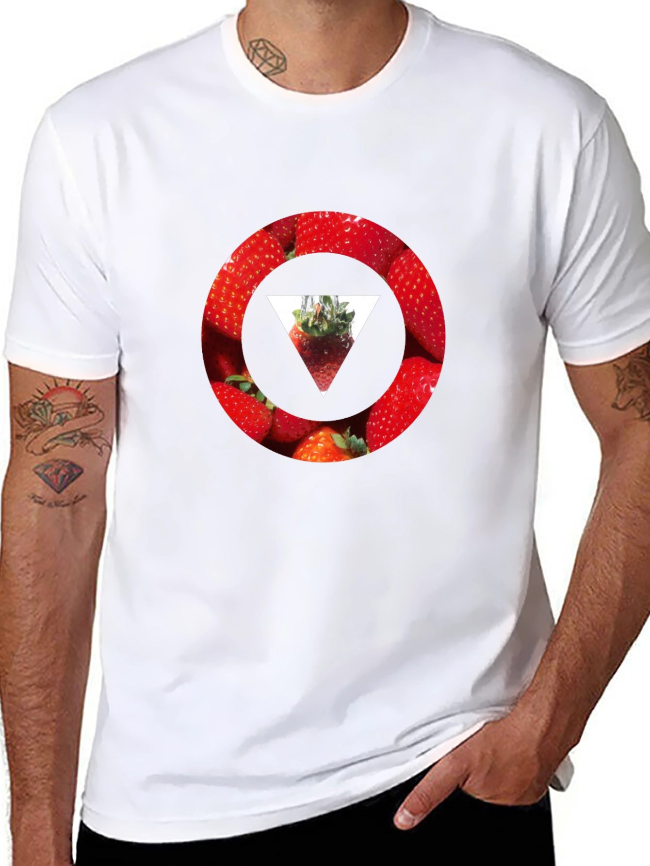 Strawberry Circle T-Shirt - Stylish Graphic Tee