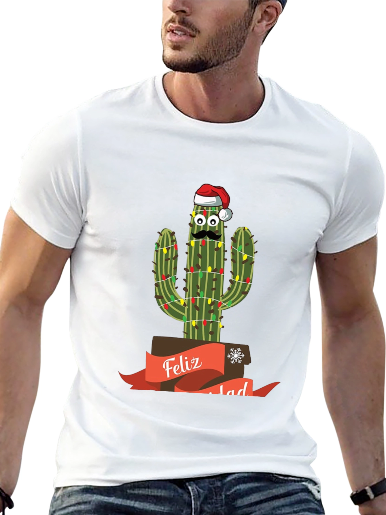 Festive Cactus T-Shirt - Feliz Navidad!