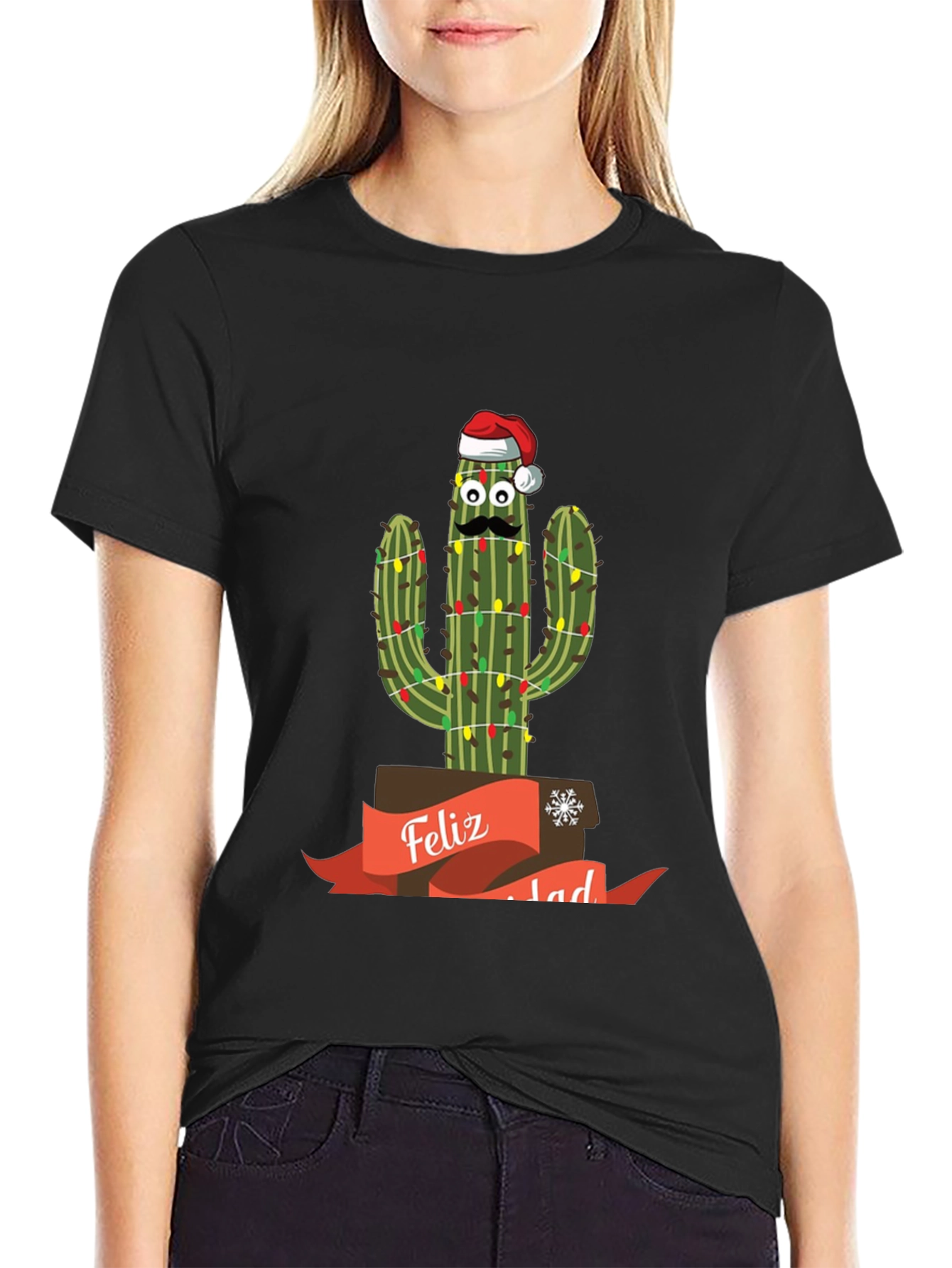 Festive Cactus T-Shirt - Feliz Navidad!