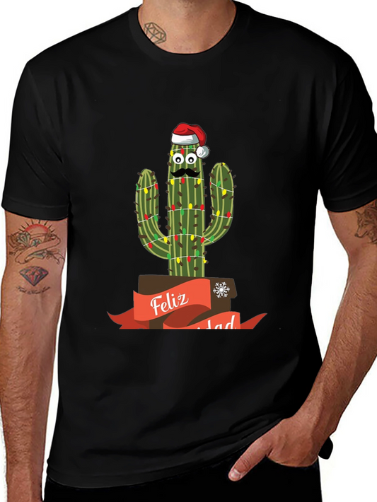 Festive Cactus T-Shirt - Feliz Navidad!