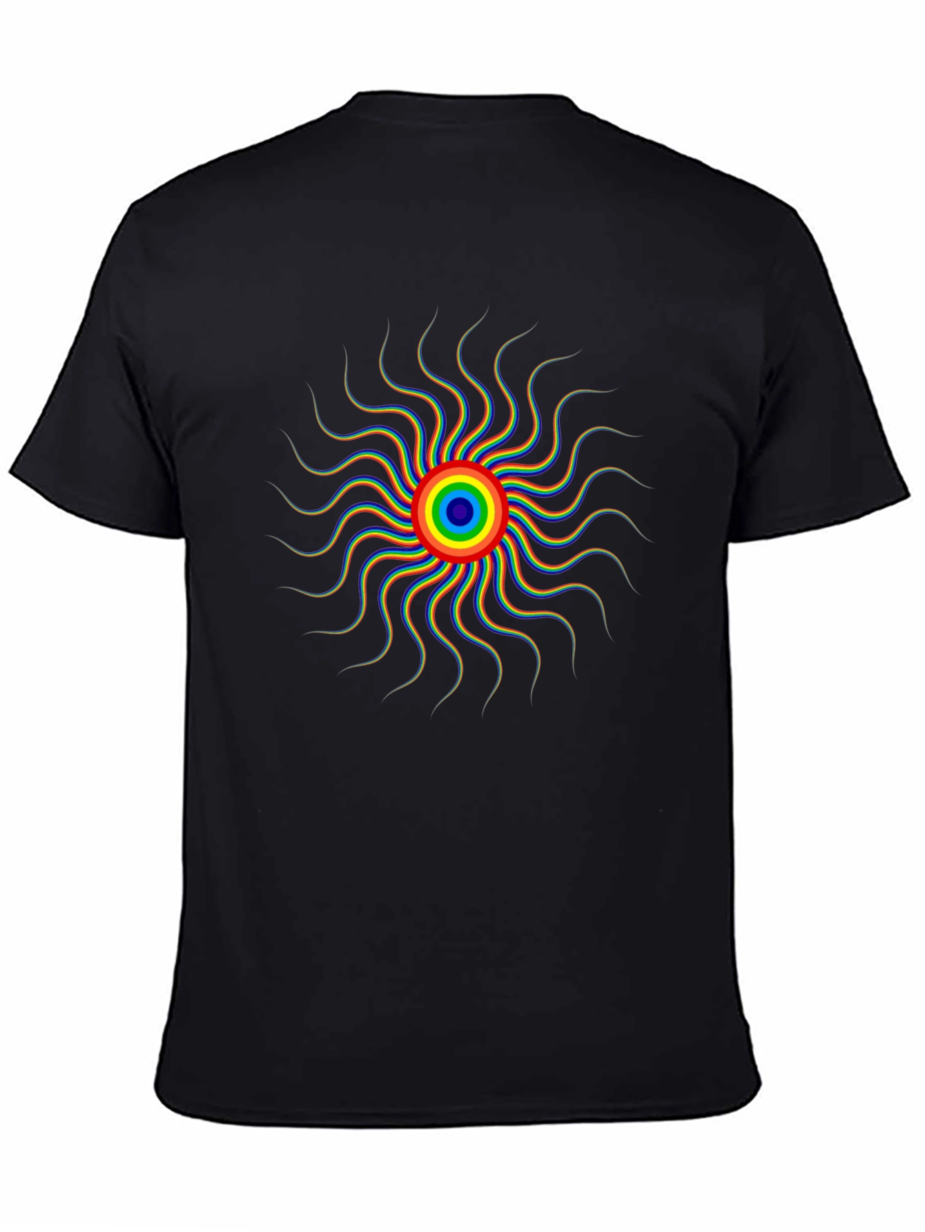 Psychedelic Sun Graphic T-Shirt - Black
