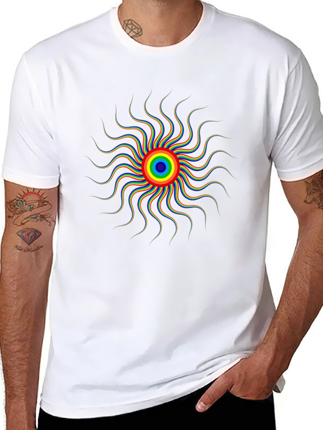 Psychedelic Sun Graphic T-Shirt - Black