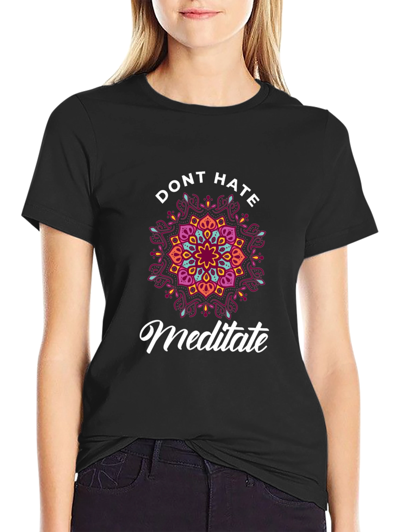 Dont Hate Meditate Black Graphic Tee