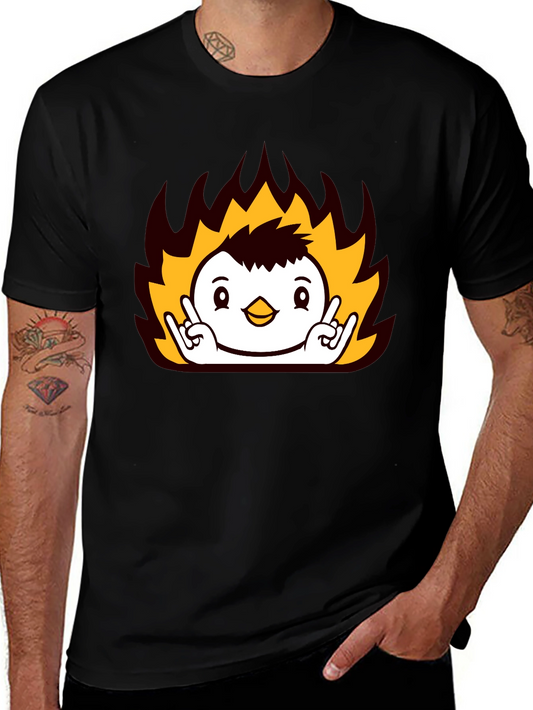 Rock On Fire Bird Black T-Shirt