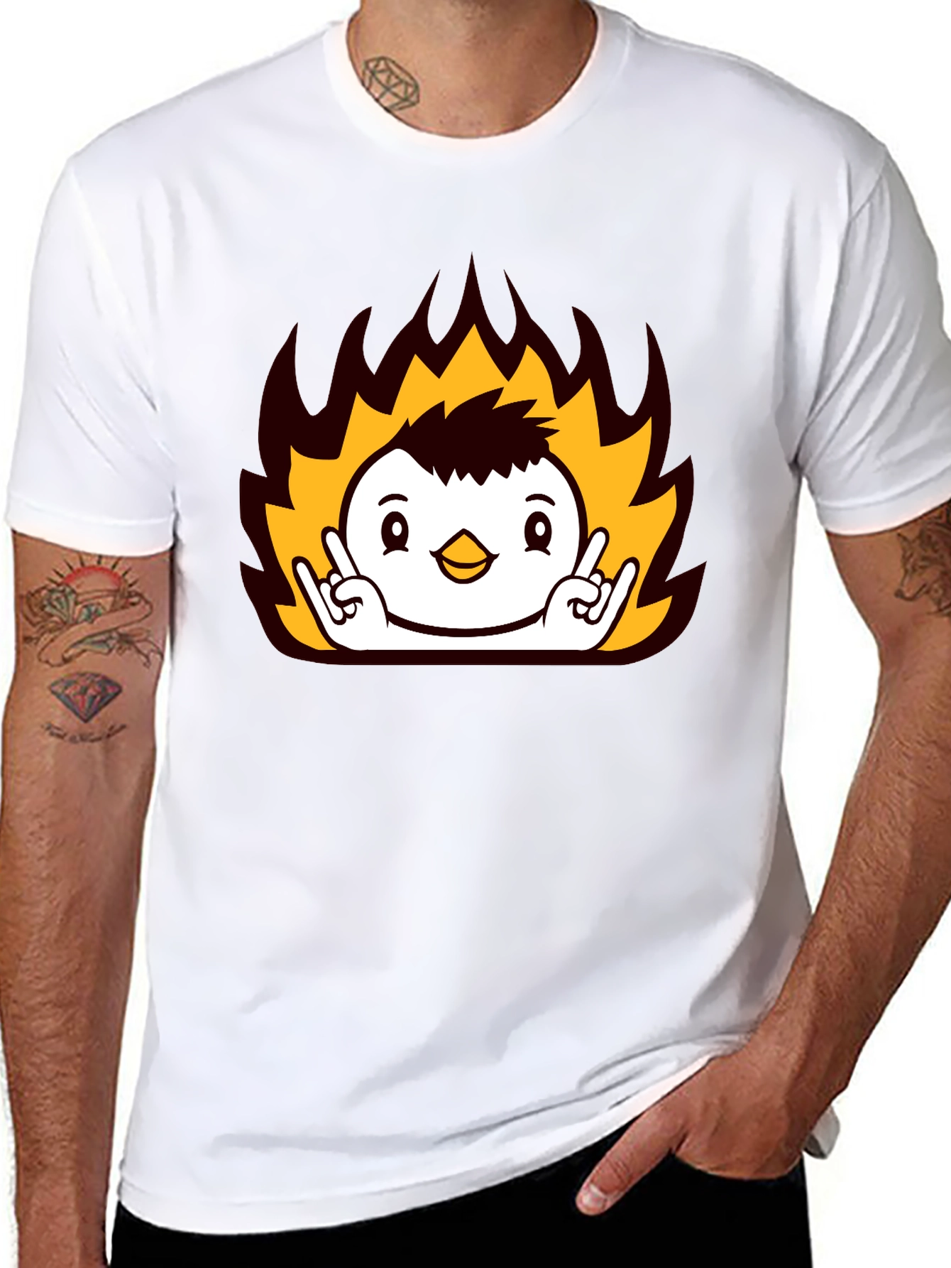 Rock On Fire Bird Black T-Shirt