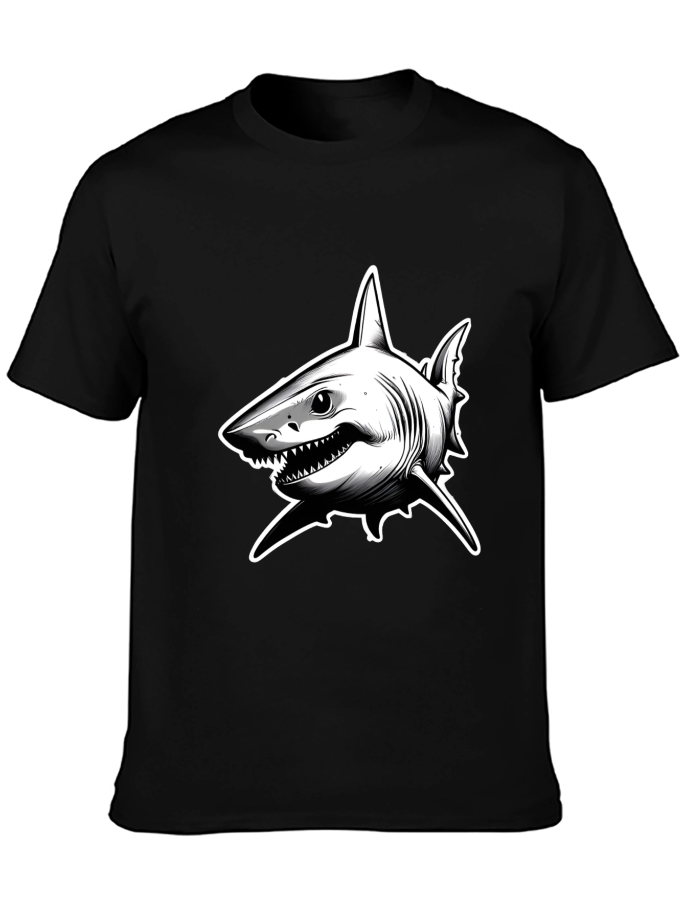 Shark Graphic T-Shirt - Black Cotton Tee