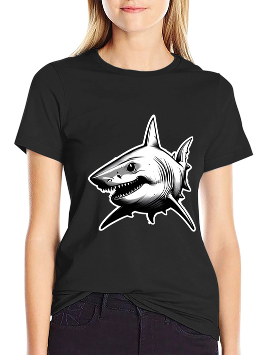Shark Graphic T-Shirt - Black Cotton Tee