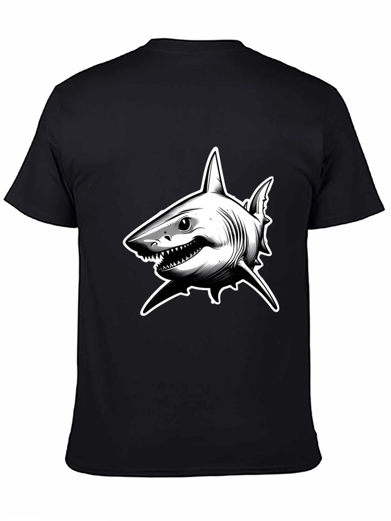 Shark Graphic T-Shirt - Black Cotton Tee