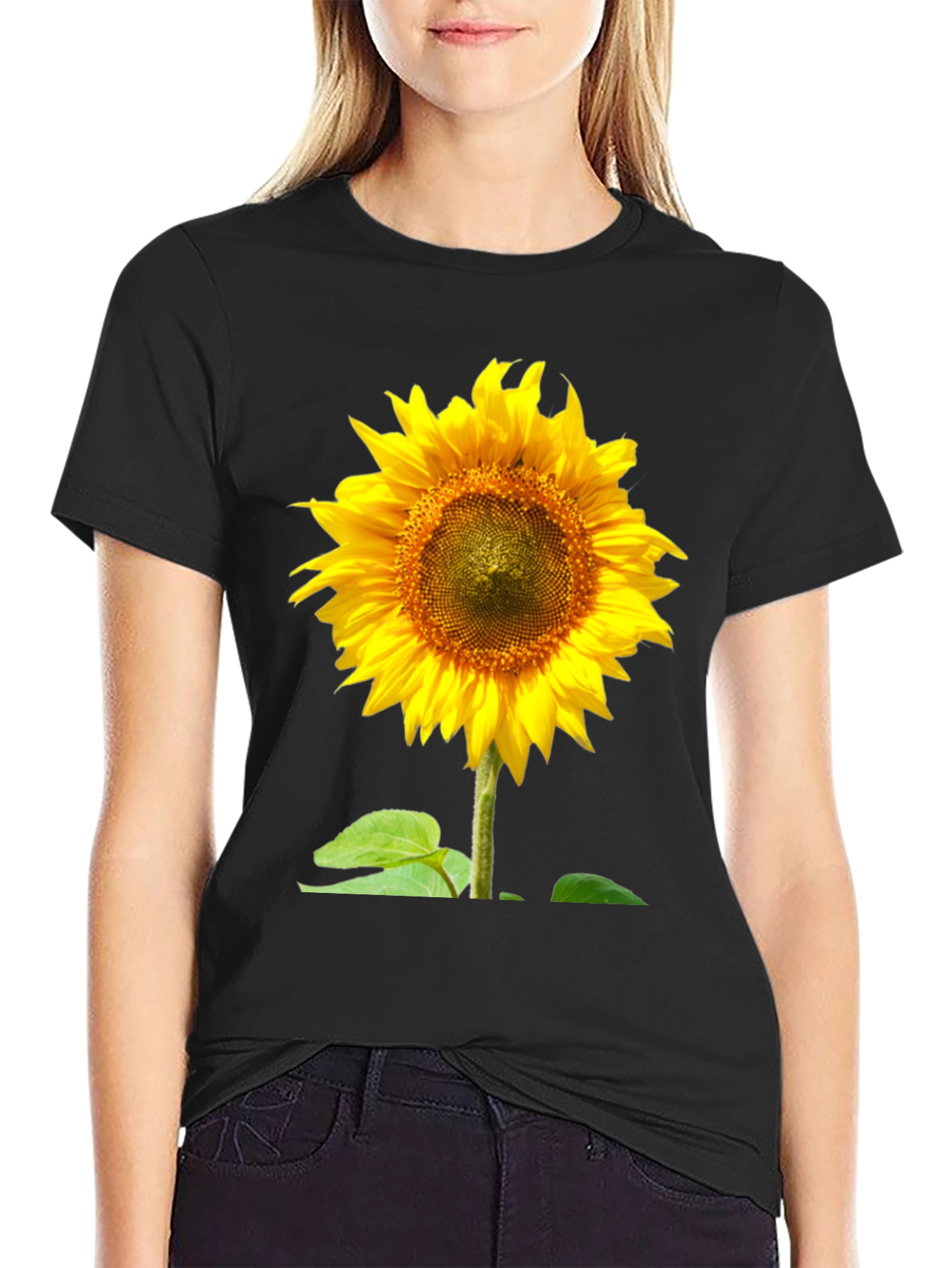 Sunflower Graphic Tee - Vivid Black Cotton Comfort