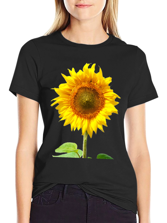 Sunflower Graphic Tee - Vivid Black Cotton Comfort