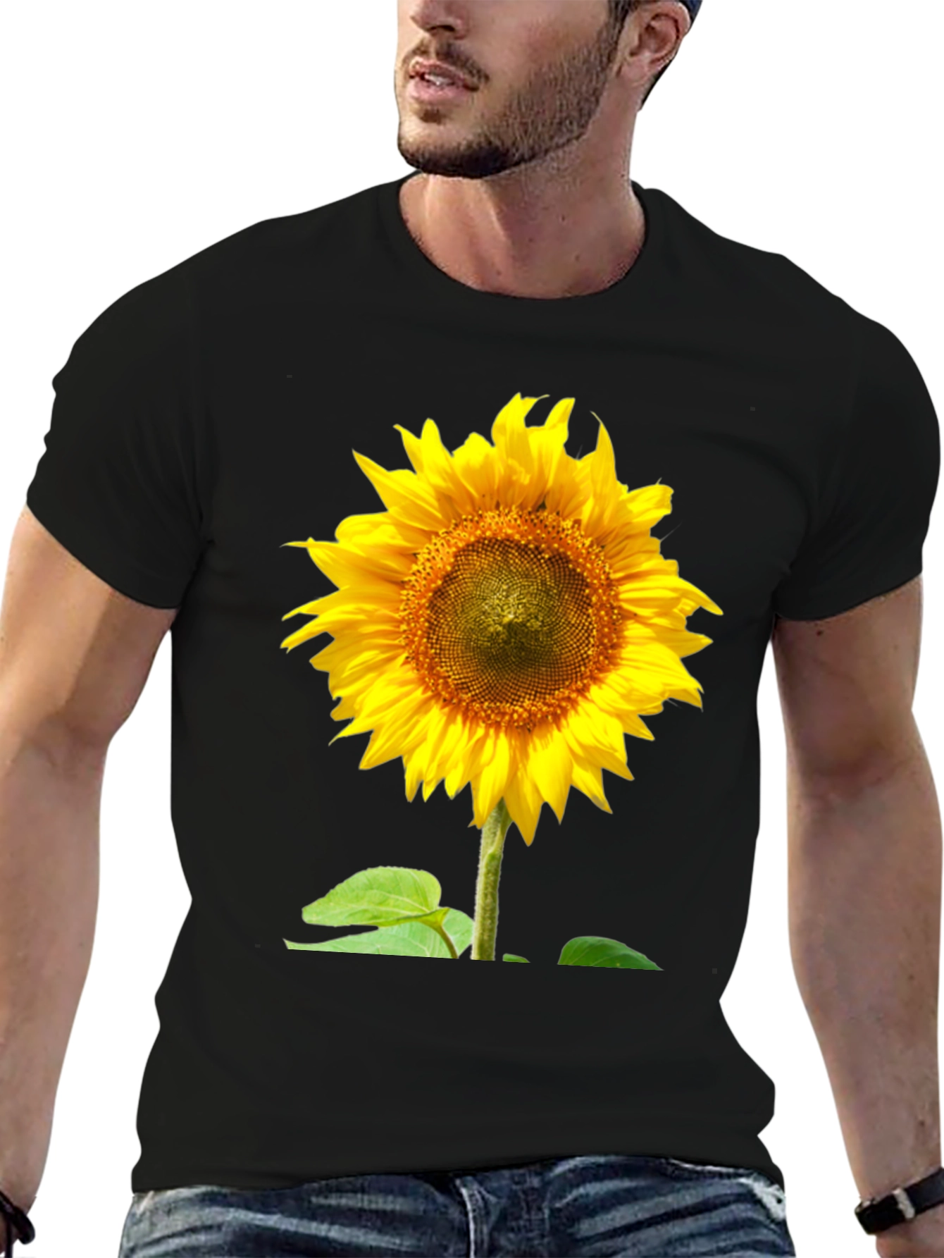 Sunflower Graphic Tee - Vivid Black Cotton Comfort