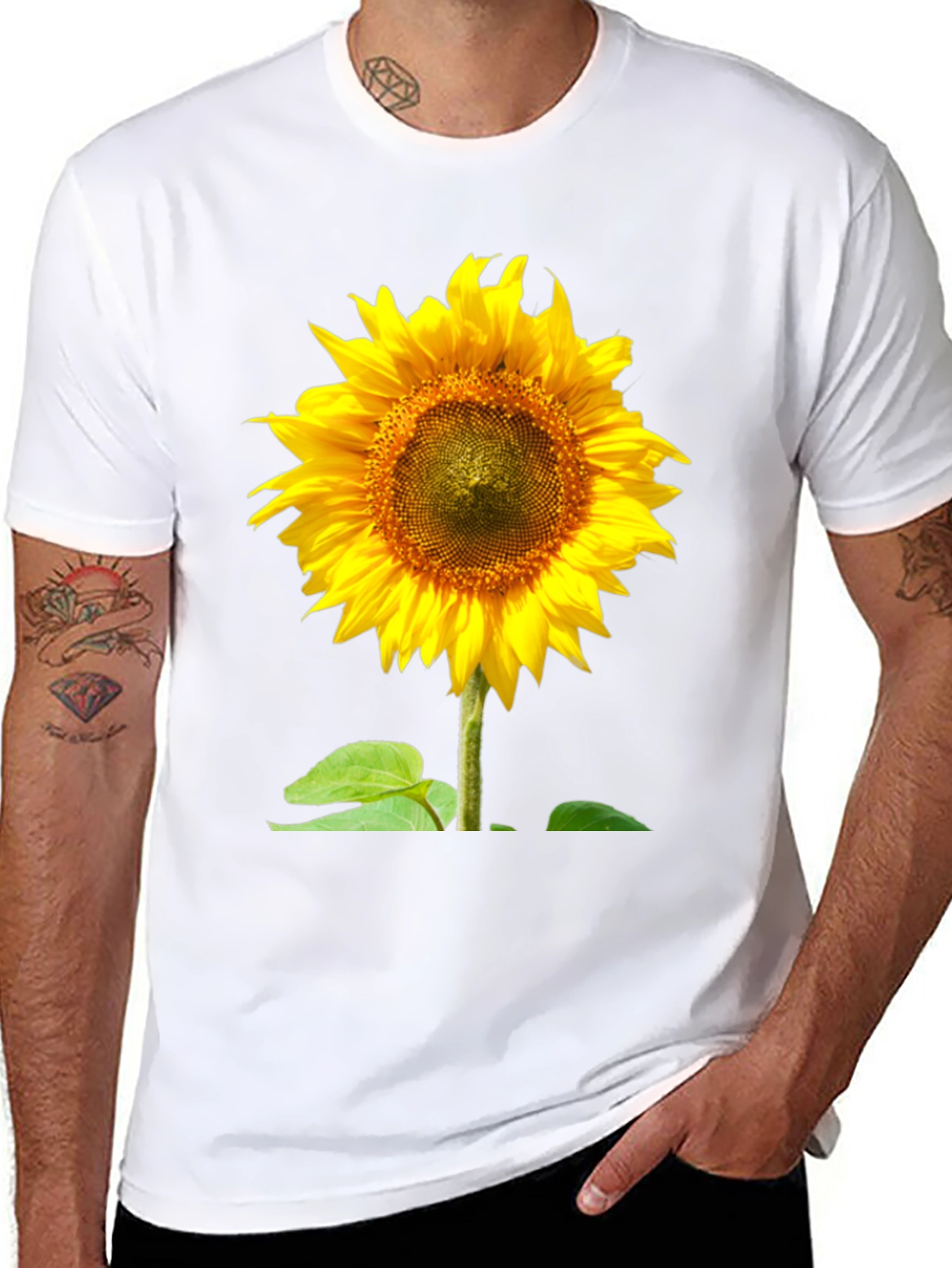Sunflower Graphic Tee - Vivid Black Cotton Comfort