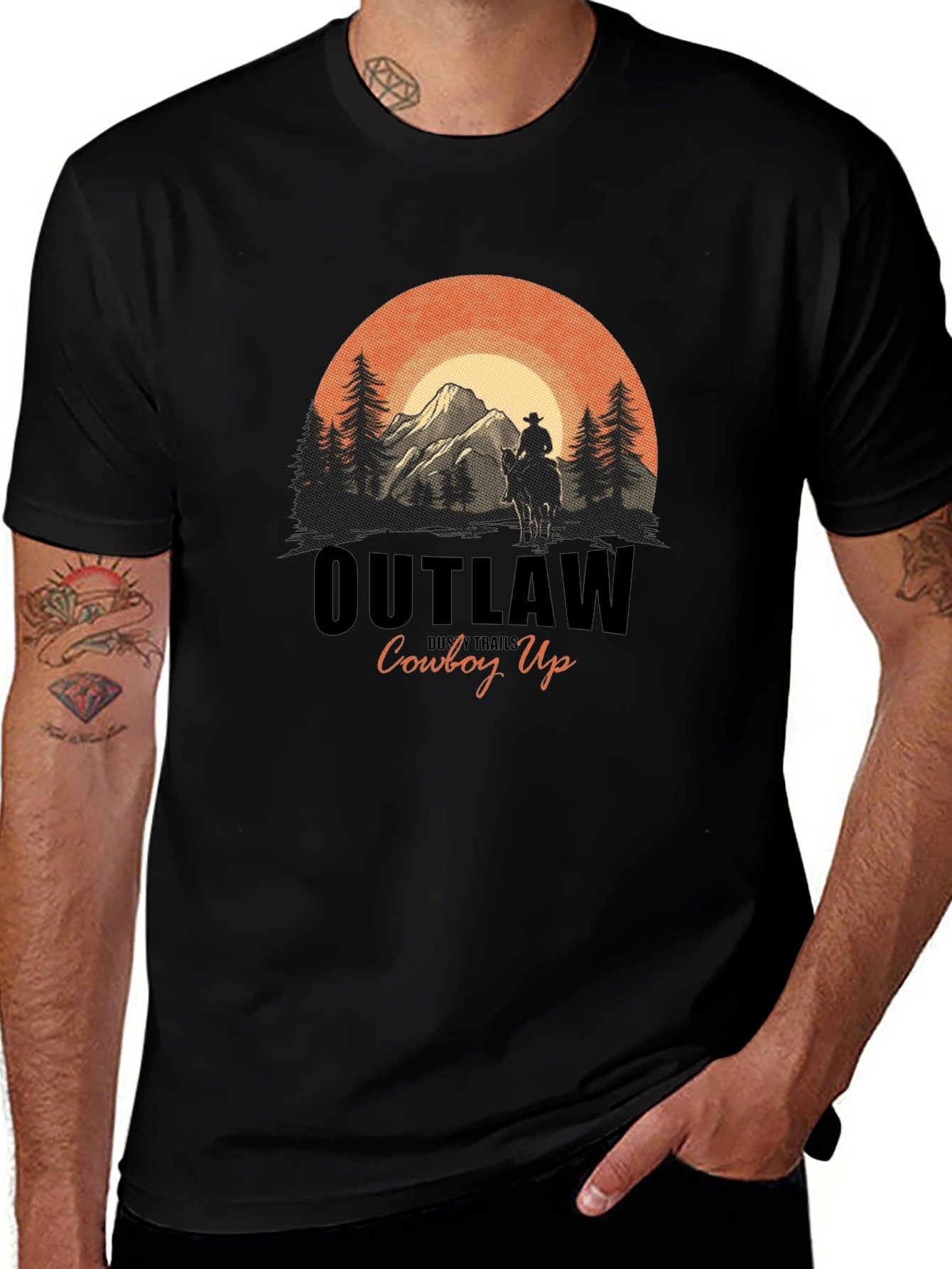 Outlaw Cowboy Up Graphic Tee - Western Style