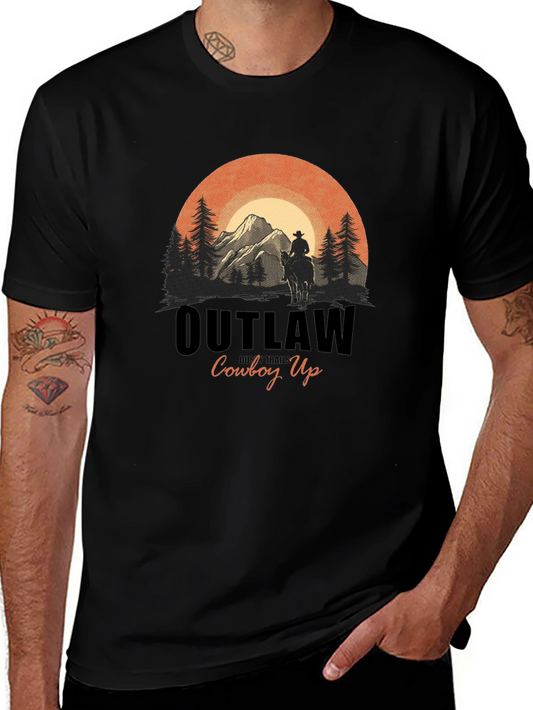 Outlaw Cowboy Up Graphic Tee - Western Style