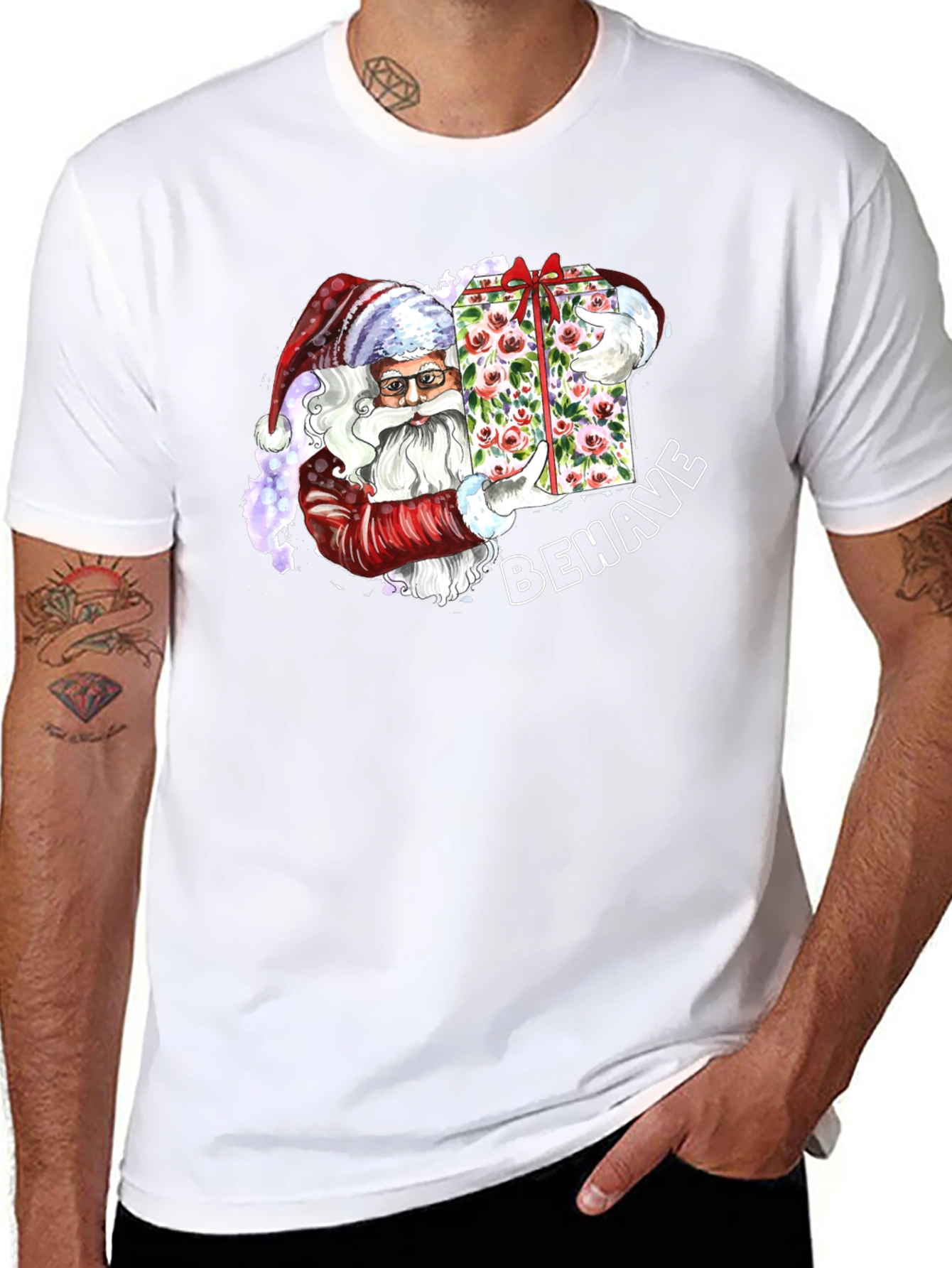 Behave Santa T-Shirt - Holiday Graphic Tee