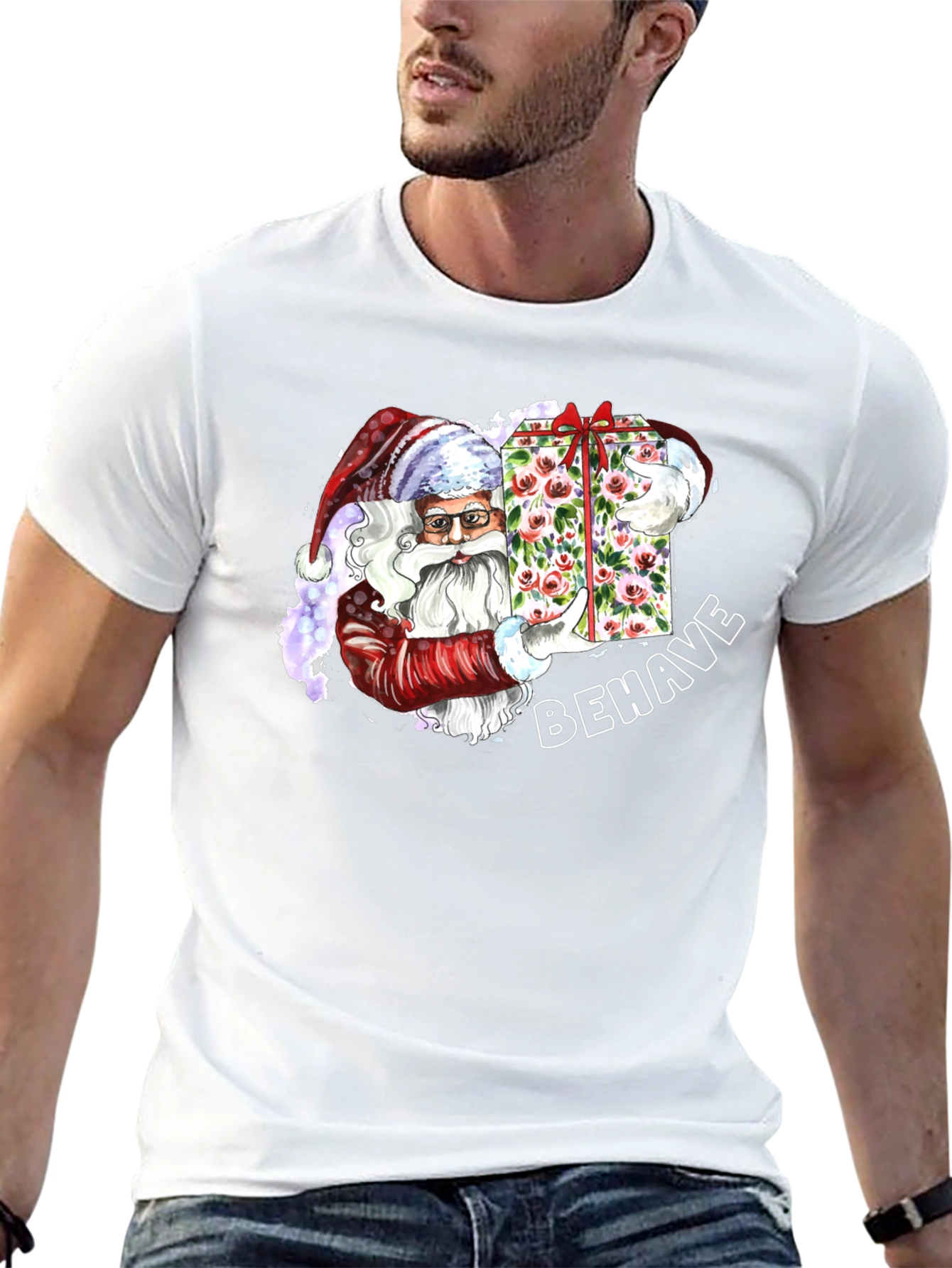 Behave Santa T-Shirt - Holiday Graphic Tee