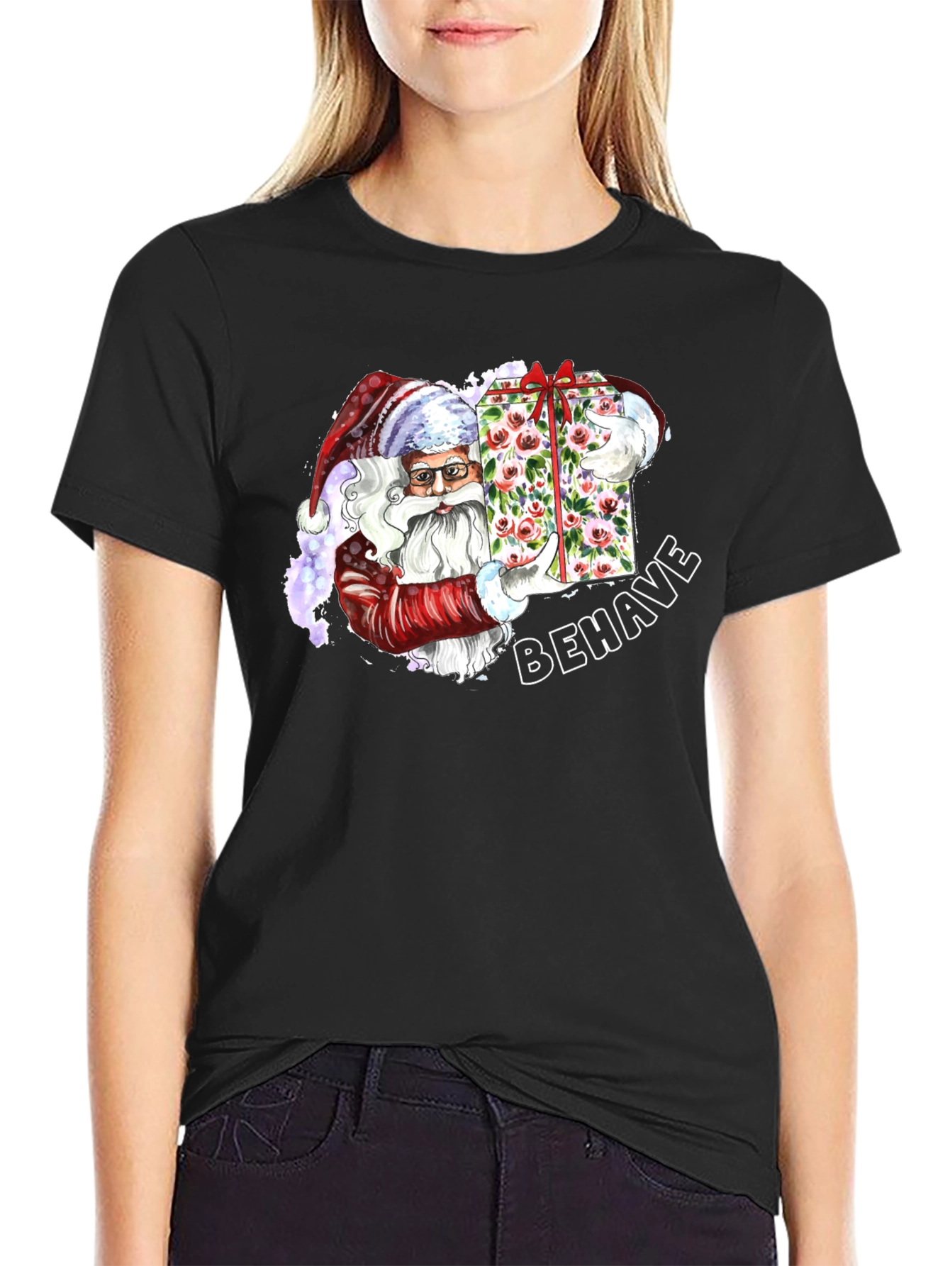 Behave Santa T-Shirt - Holiday Graphic Tee
