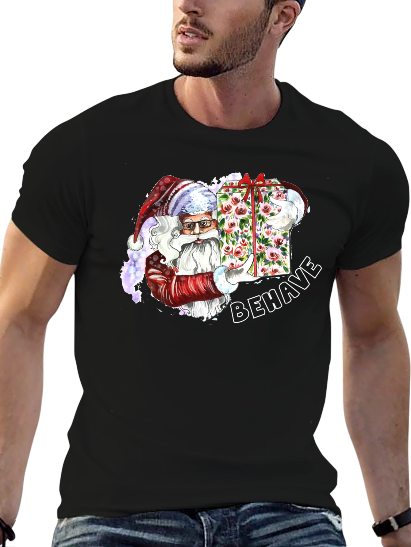 Behave Santa T-Shirt - Holiday Graphic Tee