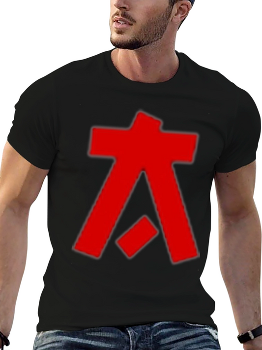 Abstract Graphic Tee - Bold Red Design on Black