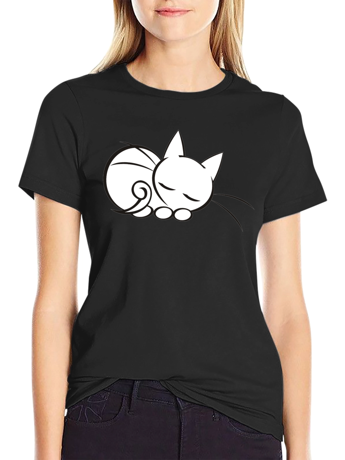 Sleeping Cat Graphic Tee - Soft Cotton