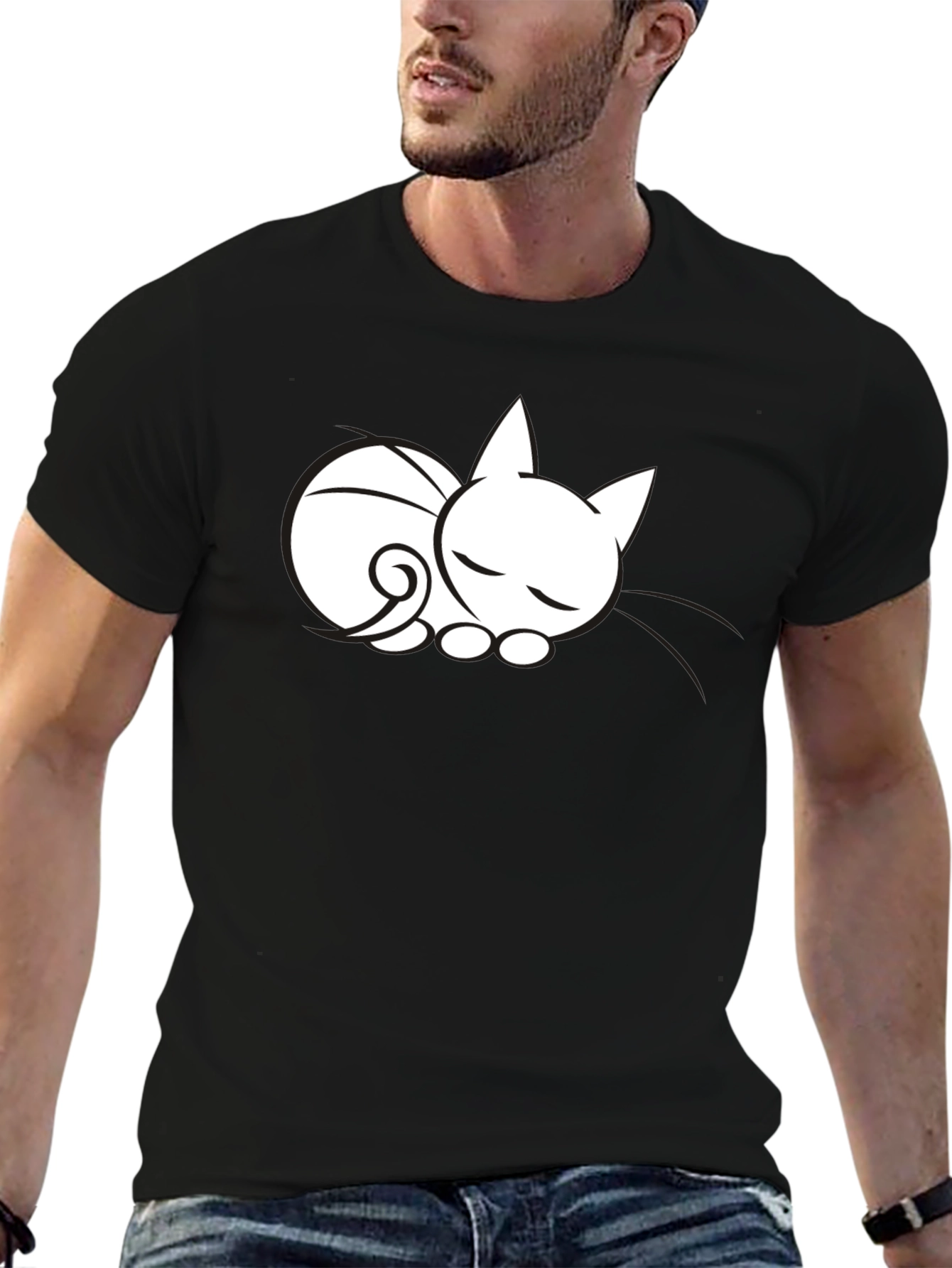Sleeping Cat Graphic Tee - Soft Cotton